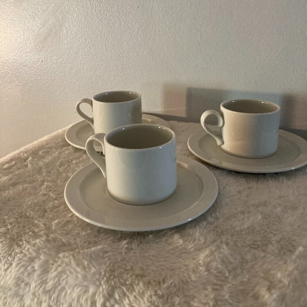 Dansk "Bisserup White" 2-3/4" Flat Cup & Saucer Set (3)